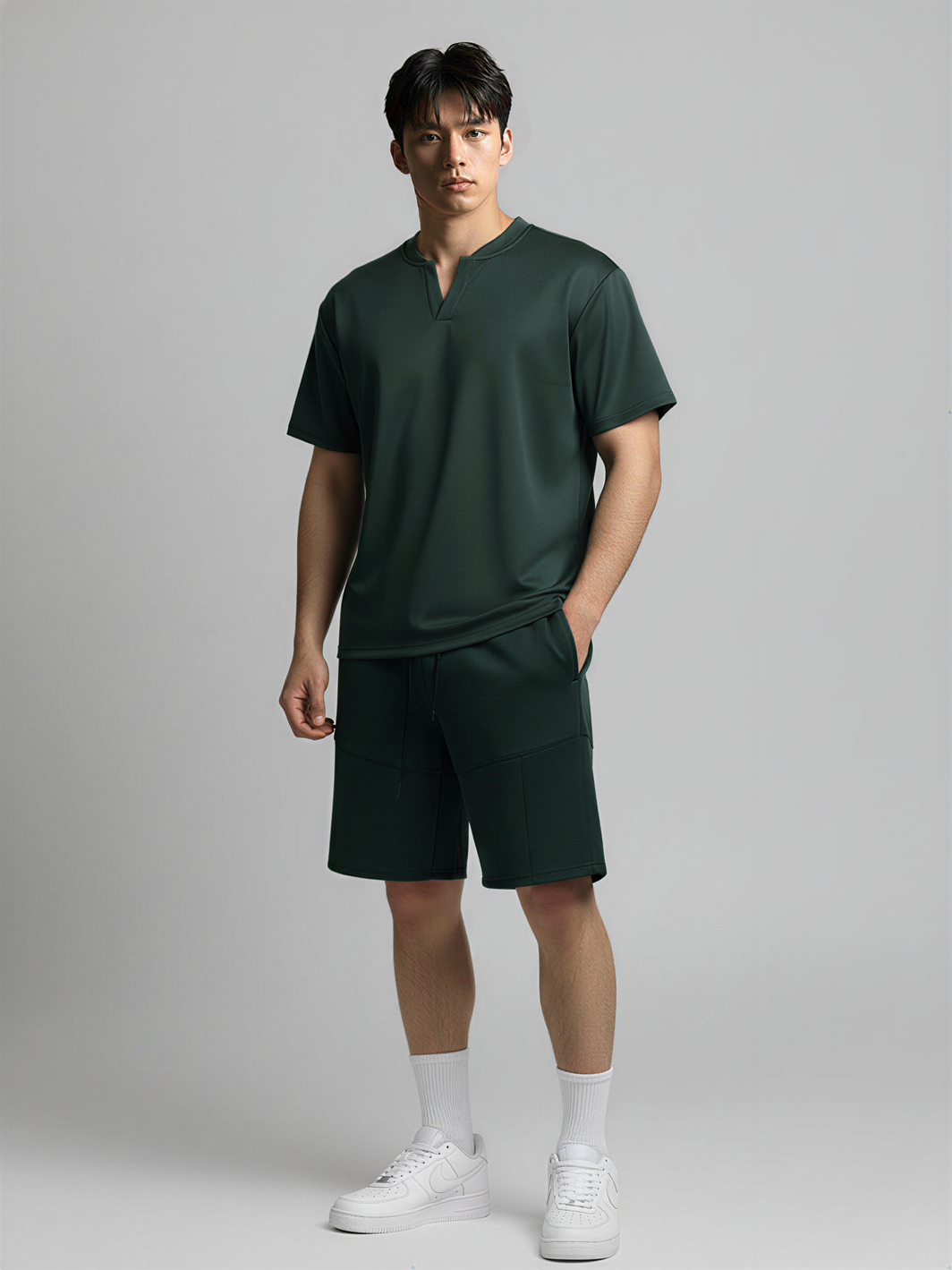 Nimbus Oversized V-Neck Shirt | Dark Green