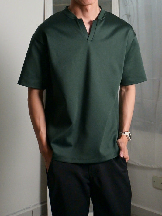 Nimbus Oversized V-Neck Shirt | Dark Green