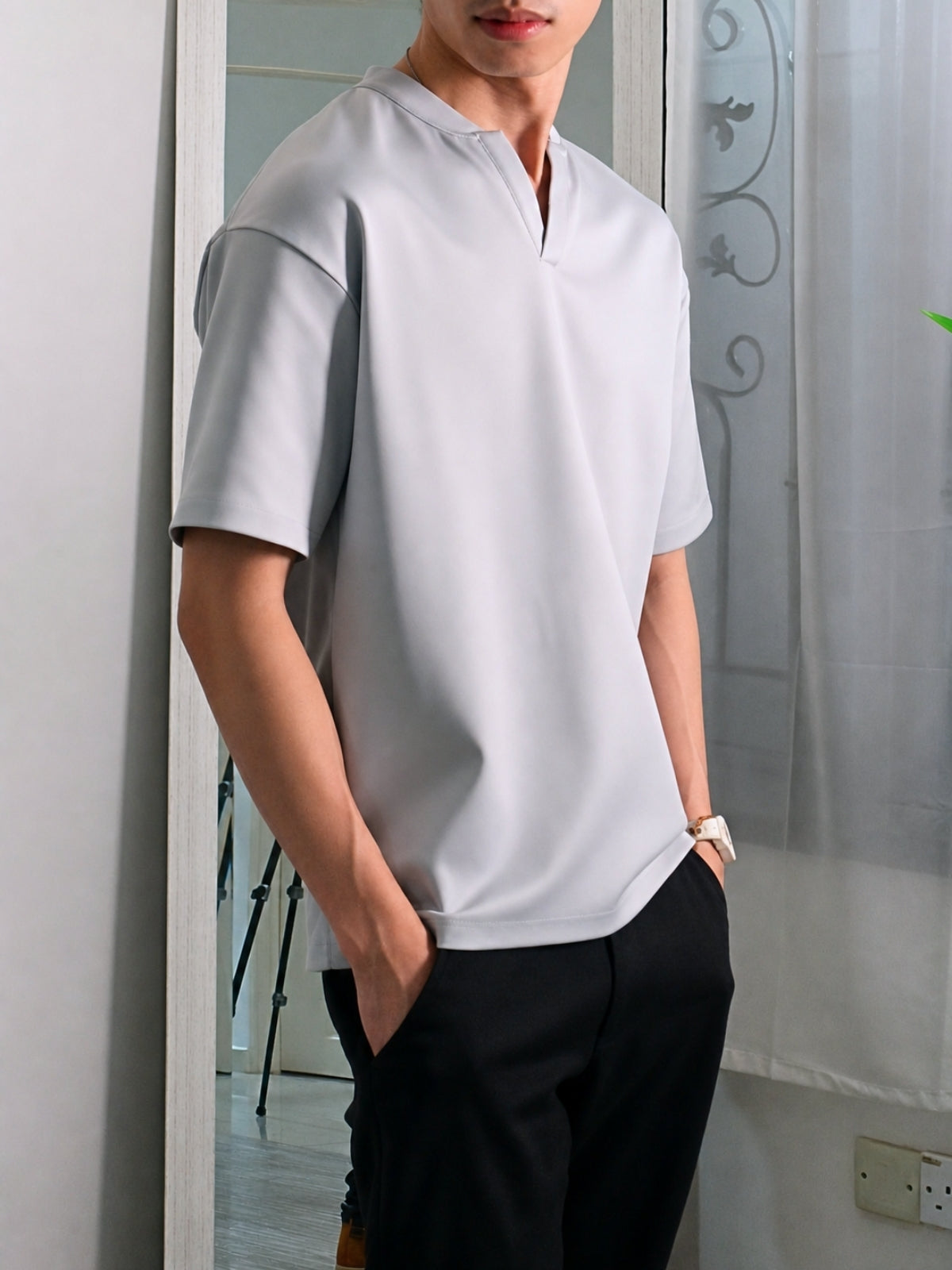 Nimbus Oversized V-Neck Shirt | Cloud
