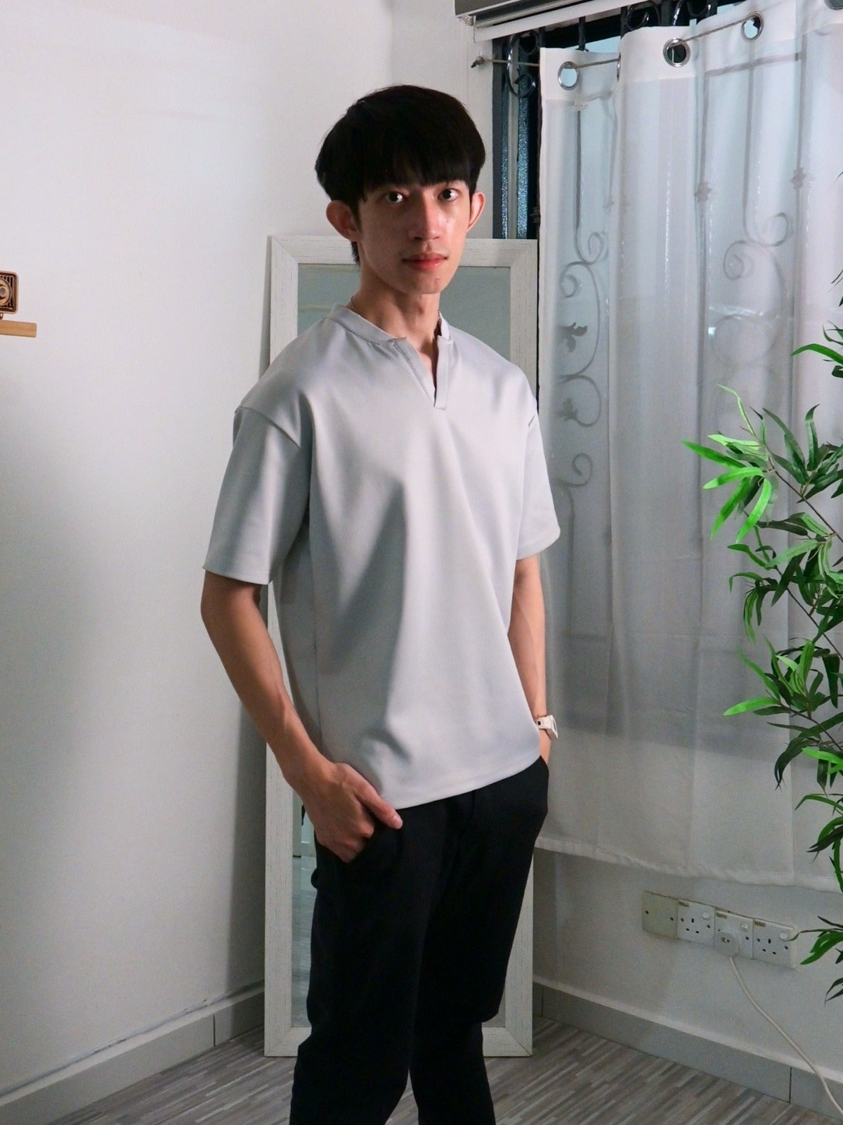 Nimbus Oversized V-Neck Shirt | Cloud