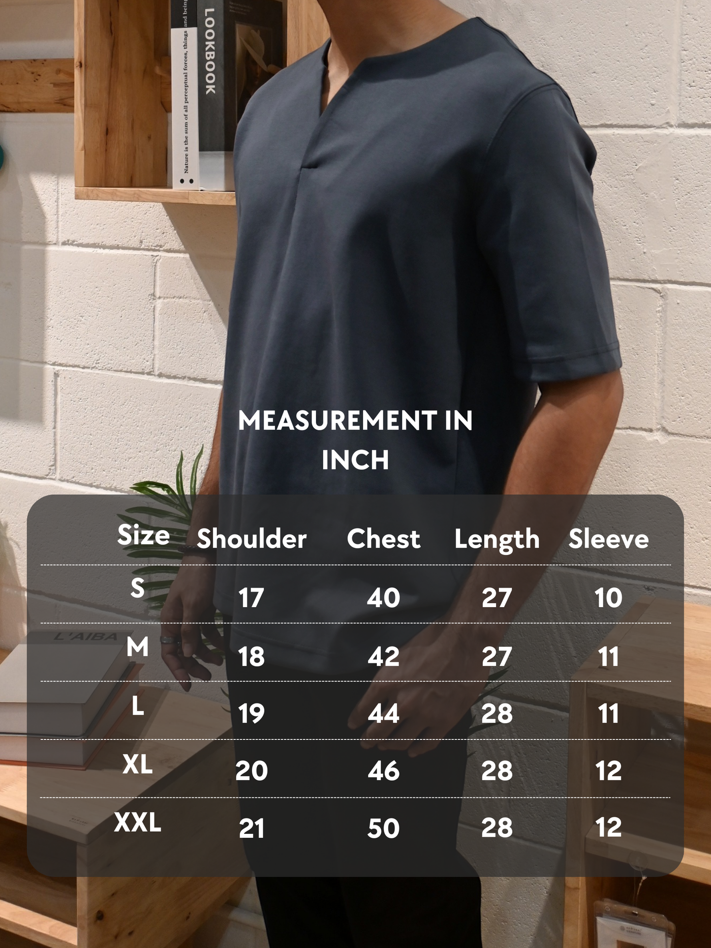 V-Neck Shirt Essential | Charcoal