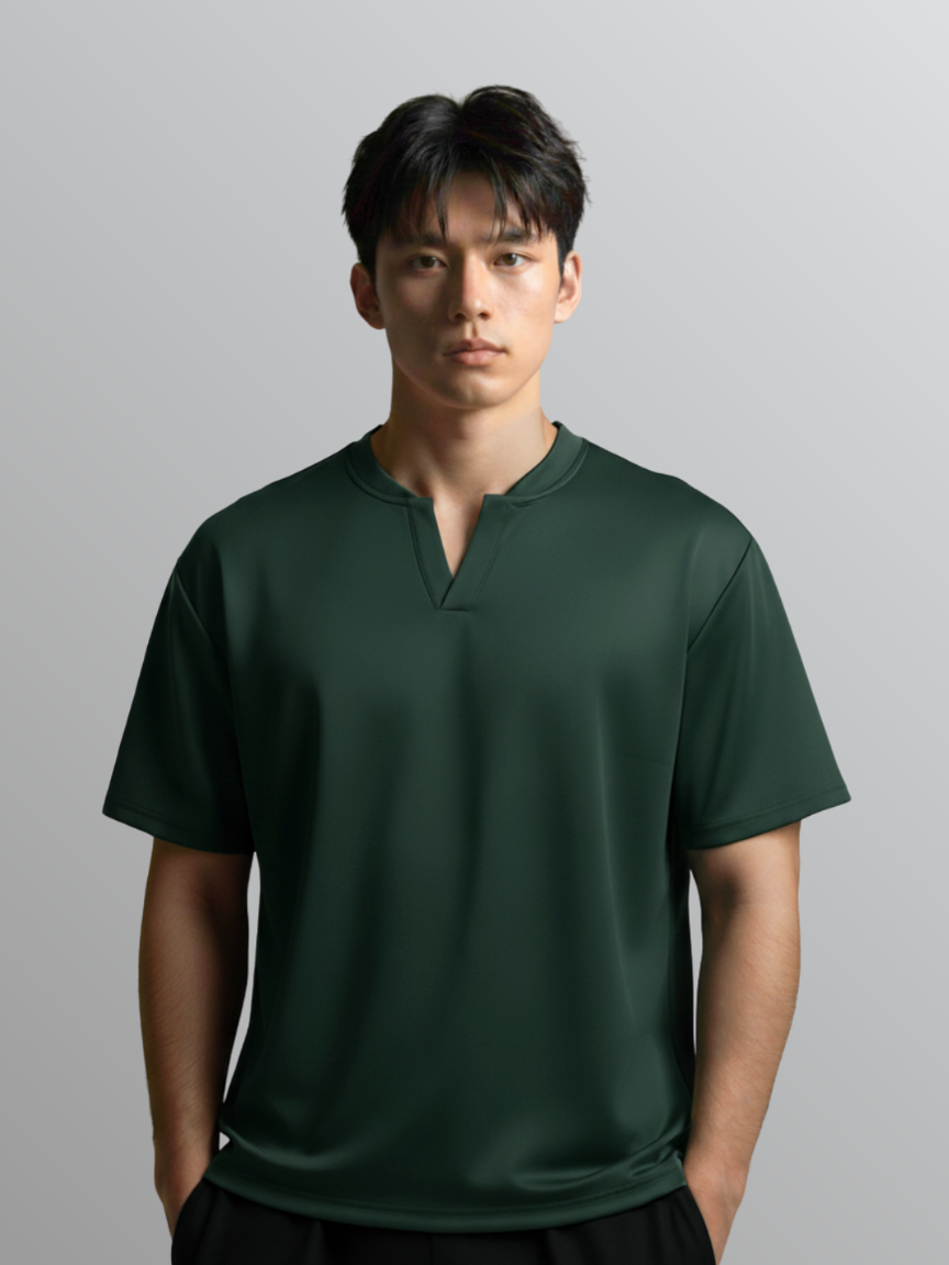 Nimbus Oversized V-Neck Shirt | Dark Green