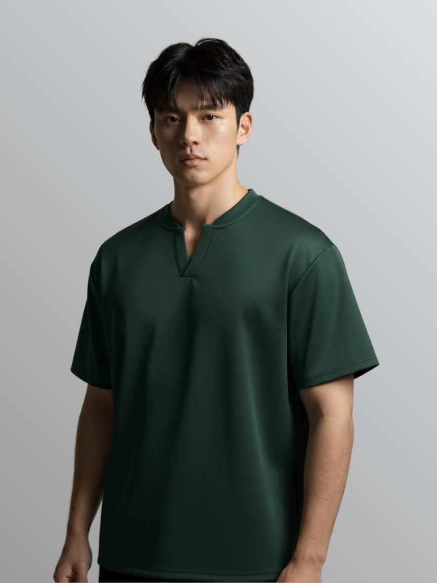 Nimbus Oversized V-Neck Shirt | Dark Green