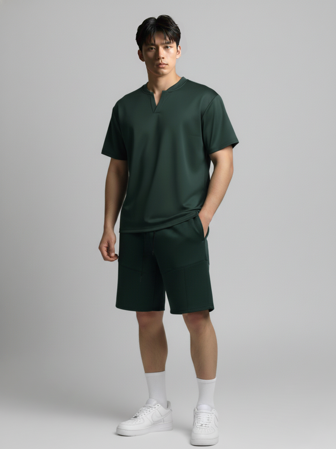 Nimbus Oversized V-Neck Shirt | Dark Green