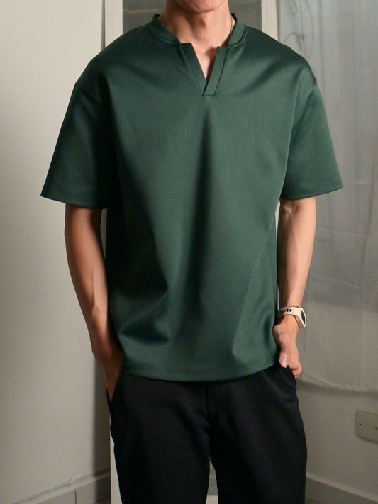 Nimbus Oversized V-Neck Shirt | Dark Green