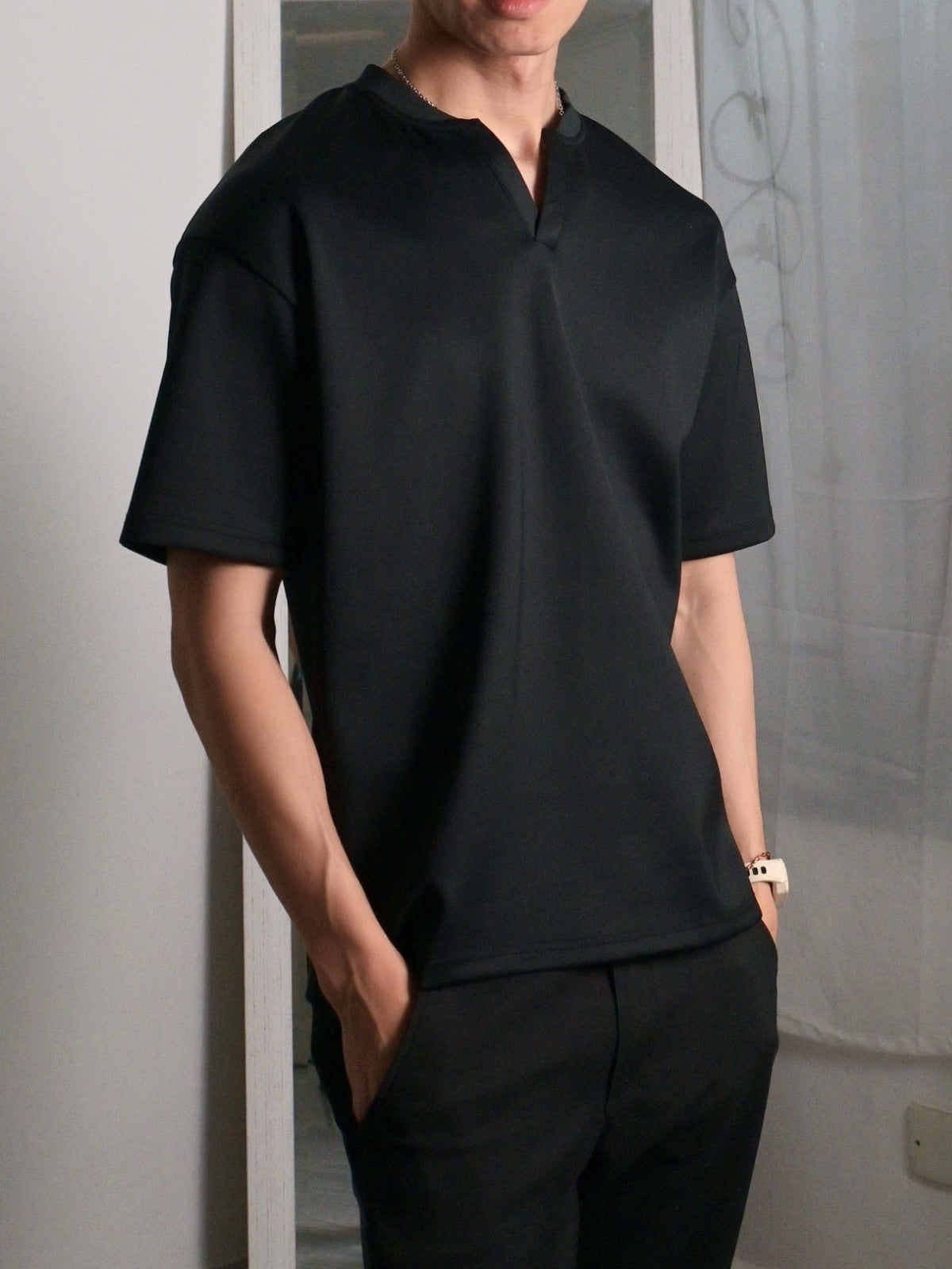 Nimbus Oversized V-Neck Shirt | Black