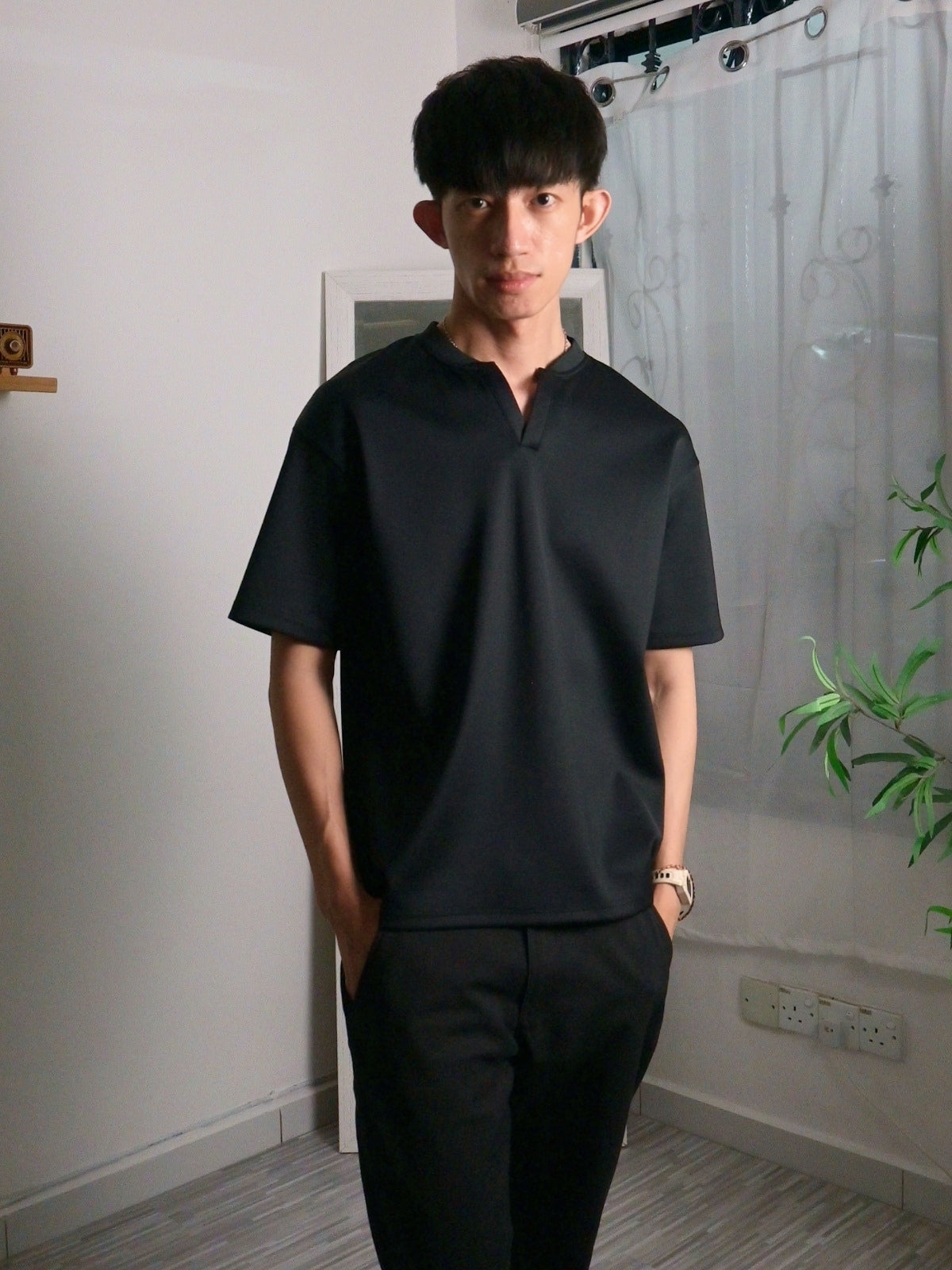 Nimbus Oversized V-Neck Shirt | Black