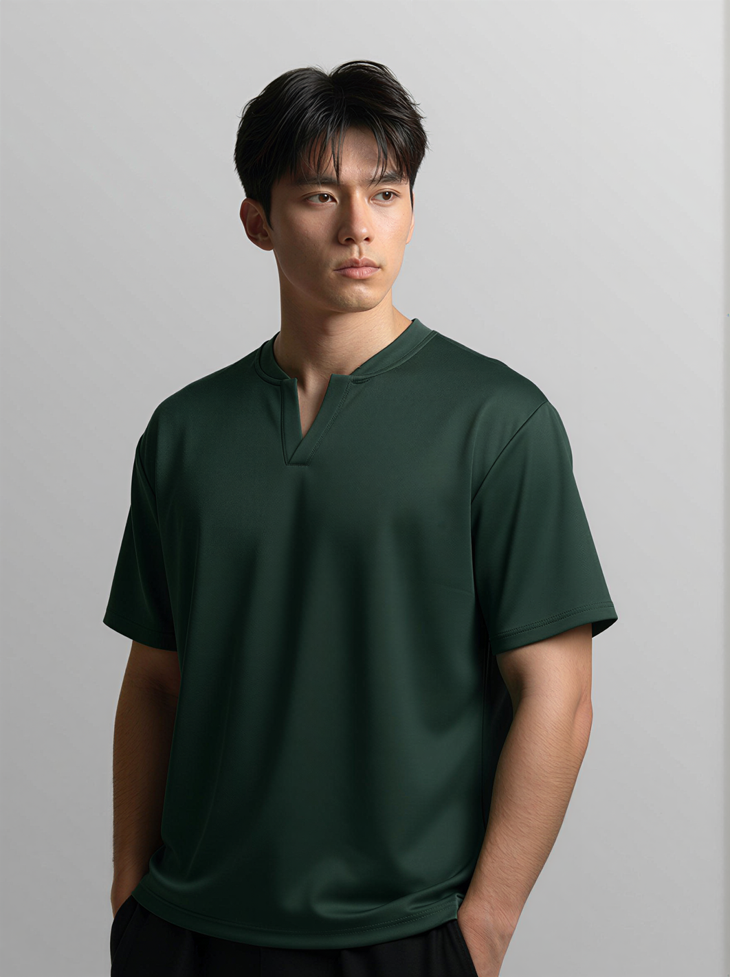 Nimbus Oversized V-Neck Shirt | Dark Green